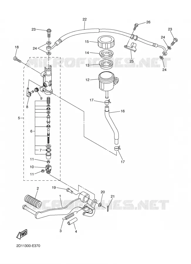 MAITRE CYLINDRE DE FREIN ARRIERE Yamaha MOTO 1000 2007 FAZER  FZ1-S