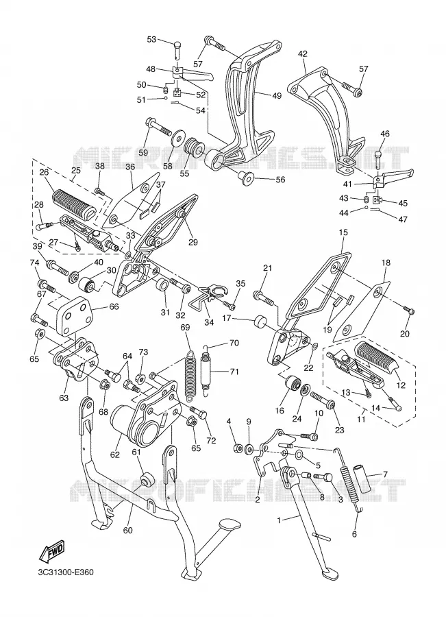 BEQUILLE / REPOSE PIEDS Yamaha MOTO 1000 2006 FAZER  FZ1-SV