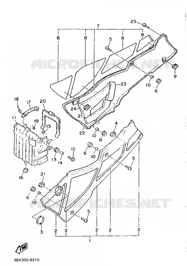 CACHE LATERAL - RESERVOIR D'HUILE Yamaha MOTO 600 1988 FZ  FZ600