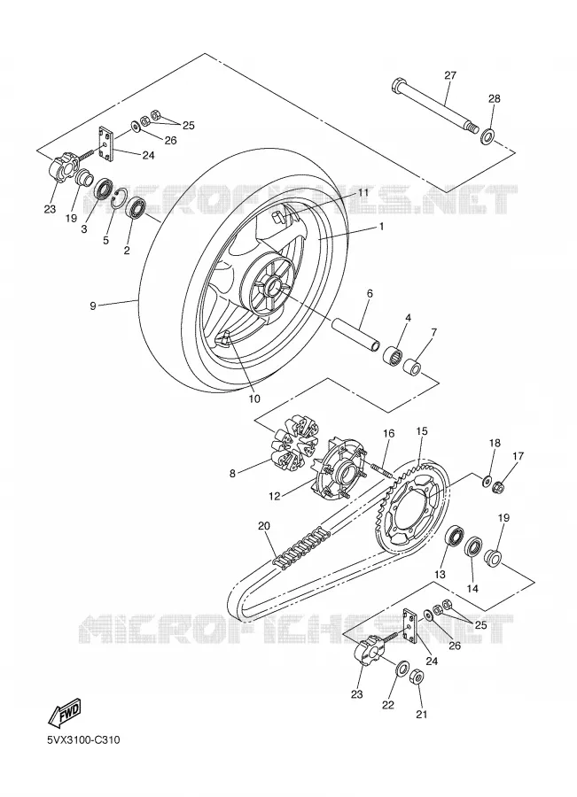 ROUE ARRIERE Yamaha MOTO 600 2004 FZ6  FZ6-N