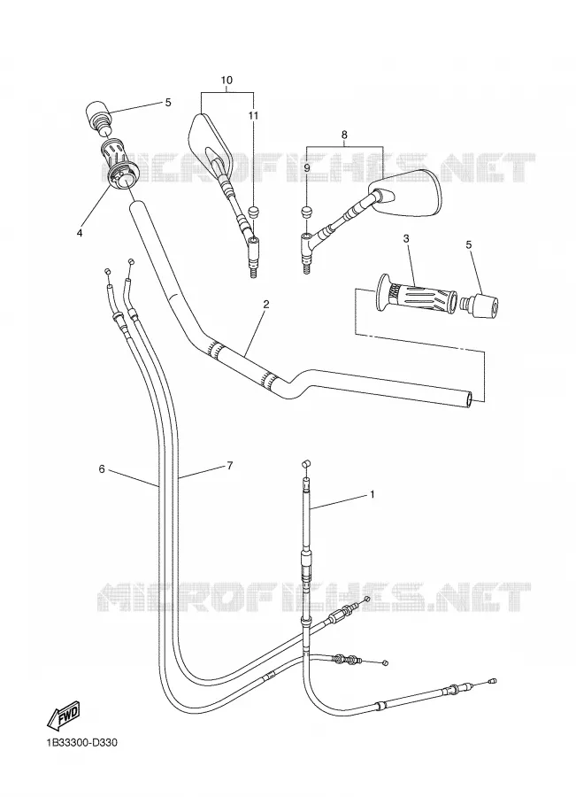 GUIDON ET CABLES Yamaha MOTO 600 2007 FZ6 78CH  FZ6-N FZ6
