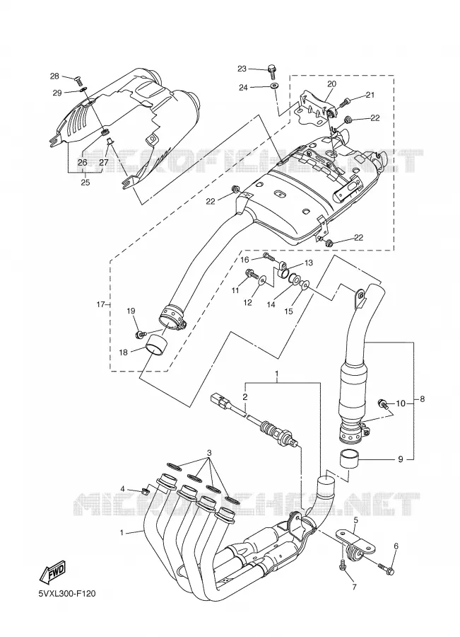 ECHAPPEMENT Yamaha MOTO 600 2007 FZ6 S2 ABS  FZ6-NAHG