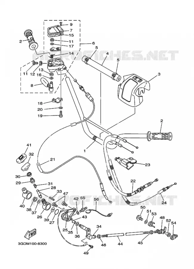 GUIDON ET CABLES Yamaha QUAD 350 1998 WARRIOR  YFM350X WARRIOR