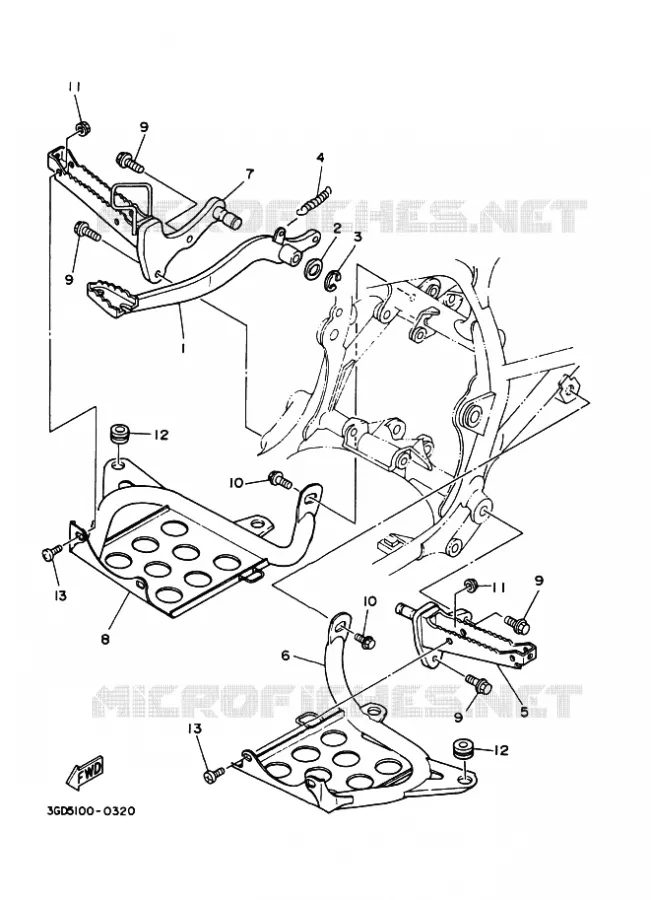 SUPPORT / REPOSE PIEDS Yamaha QUAD 350 1998 WARRIOR  YFM350X WARRIOR