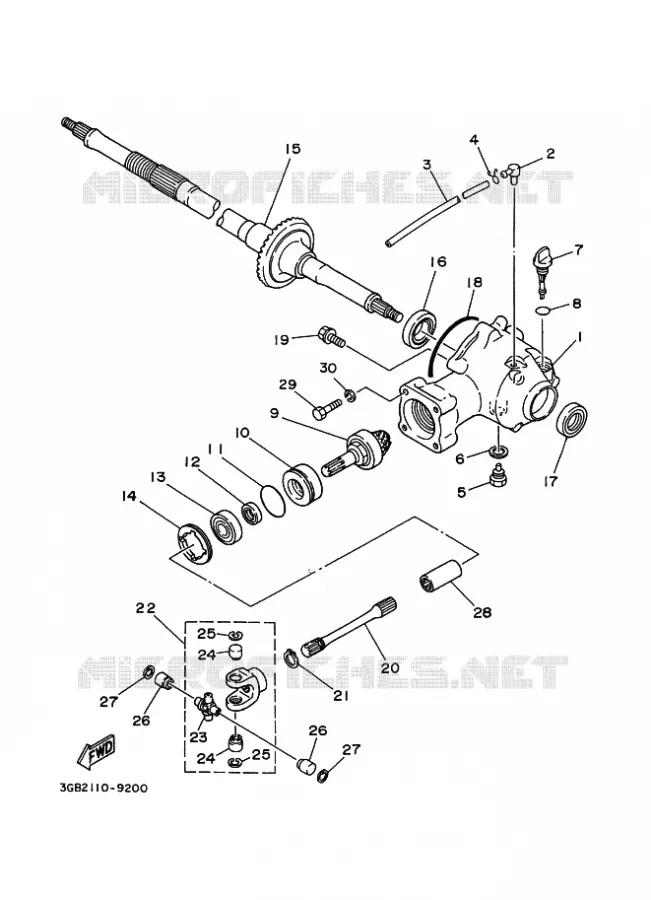 CARDAN / COUPLE CONIQUE Yamaha QUAD 80 1997 RAPTOR  YFM80