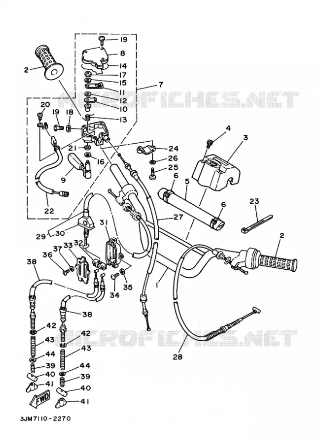 GUIDON ET CABLES Yamaha QUAD 200 1997 BLASTER  YFS200 YFS200J