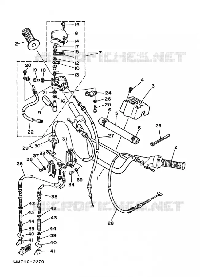 GUIDON ET CABLES Yamaha QUAD 200 1996 BLASTER  YF200S