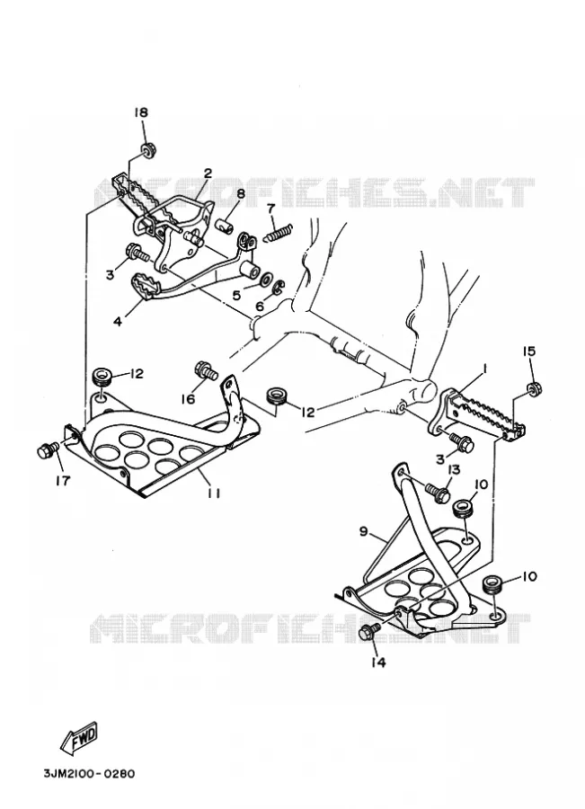 SUPPORT / REPOSE PIEDS Yamaha QUAD 200 1996 BLASTER  YF200S
