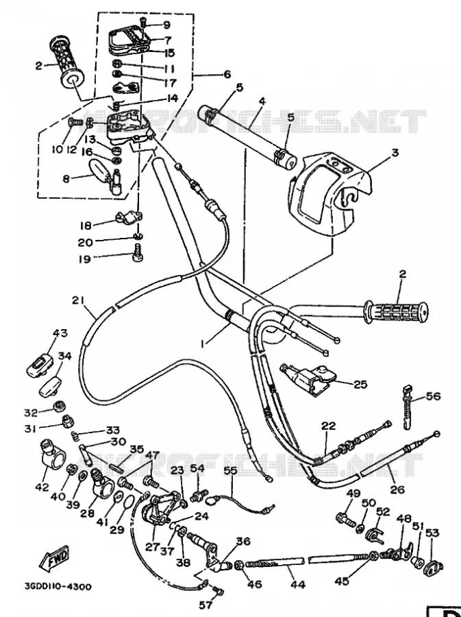 GUIDON ET CABLES Yamaha QUAD 350 1996 WARRIOR  YFM350X YFM350XH