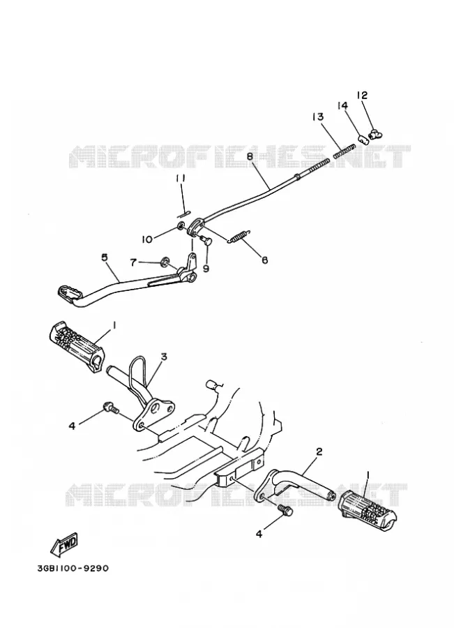 SUPPORT / REPOSE PIEDS Yamaha QUAD 80 1996 RAPTOR  YFM80