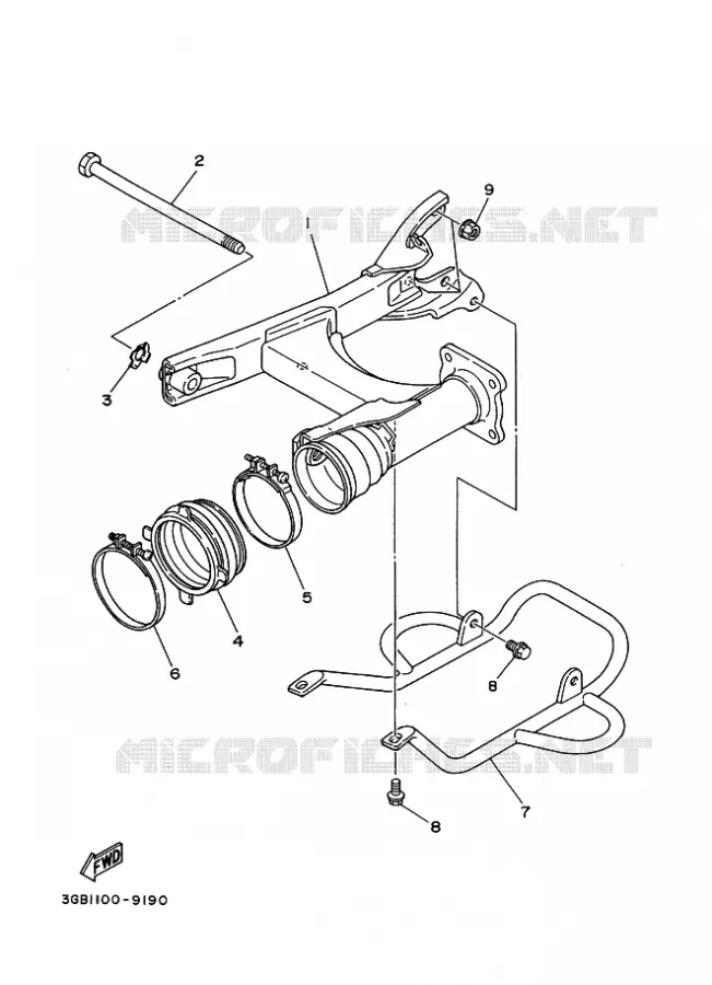 BRAS ARRIERE Yamaha QUAD 80 1995 RAPTOR  YFM80