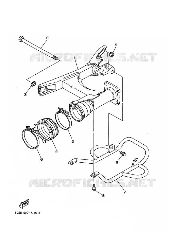 BRAS ARRIERE Yamaha QUAD 80 1994 RAPTOR  YFM80