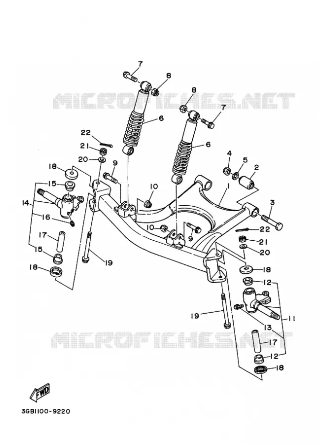 SUSPENSION / ROUE AVANT Yamaha QUAD 80 1994 RAPTOR  YFM80