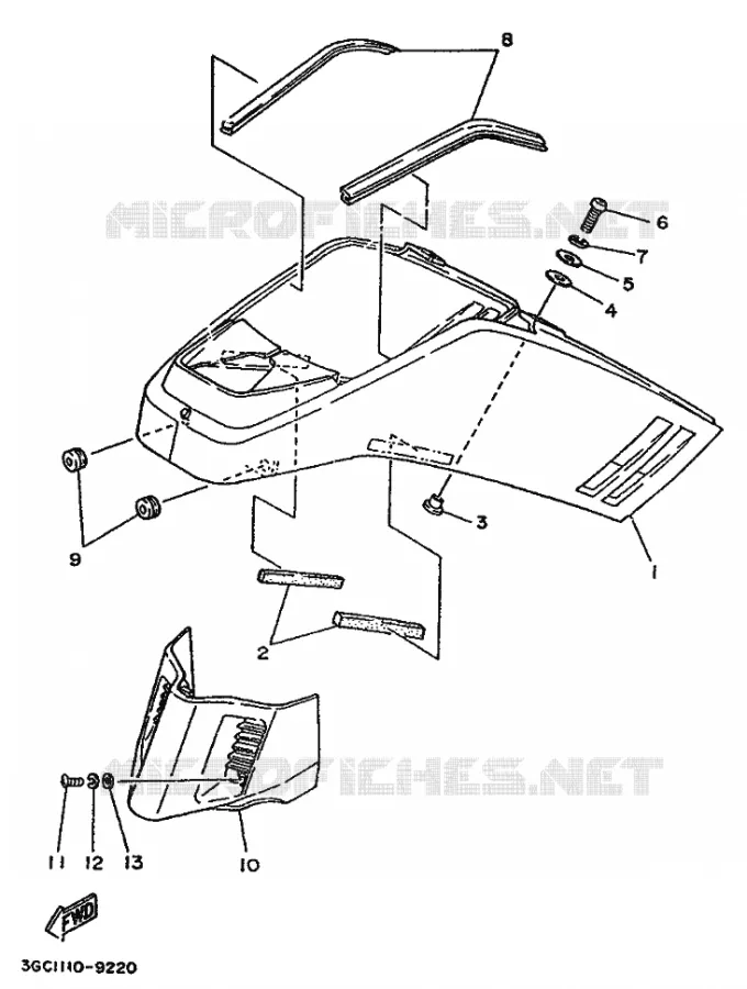 COUVERCLE LATERAL Yamaha QUAD 200 1989 YFM  YFM200DX MOTO 4 - 200 DX