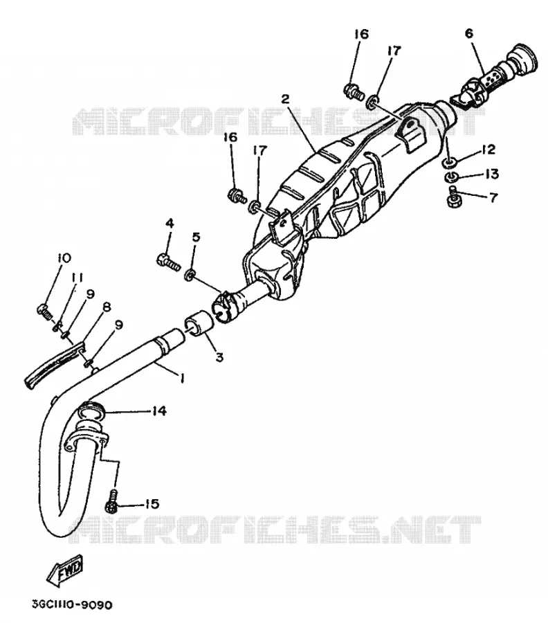 ECHAPPEMENT Yamaha QUAD 200 1989 YFM  YFM200DX MOTO 4 - 200 DX