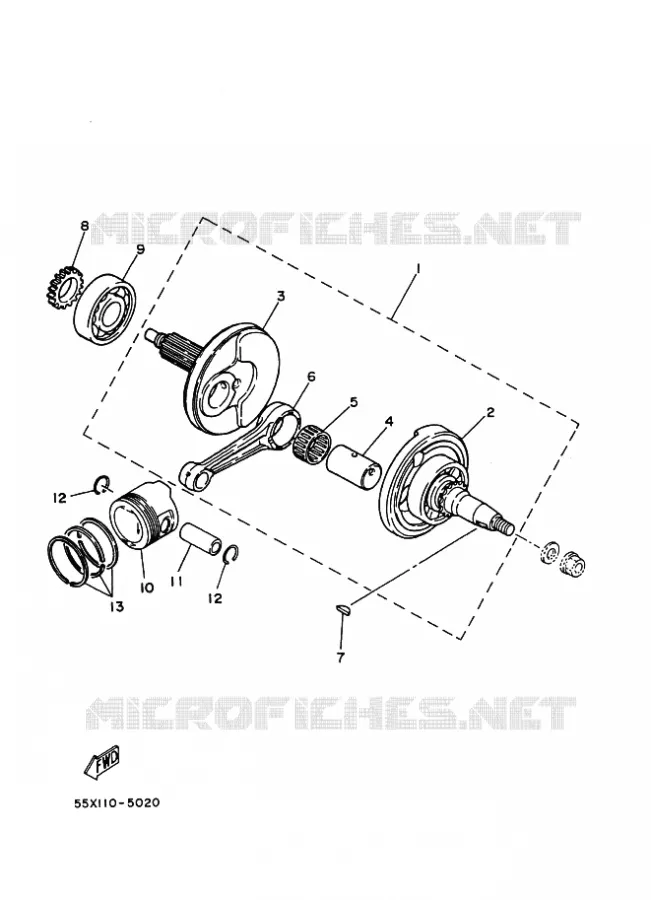 VILEBREQUIN / PISTON Yamaha QUAD 80 1988 RAPTOR  YFM80T