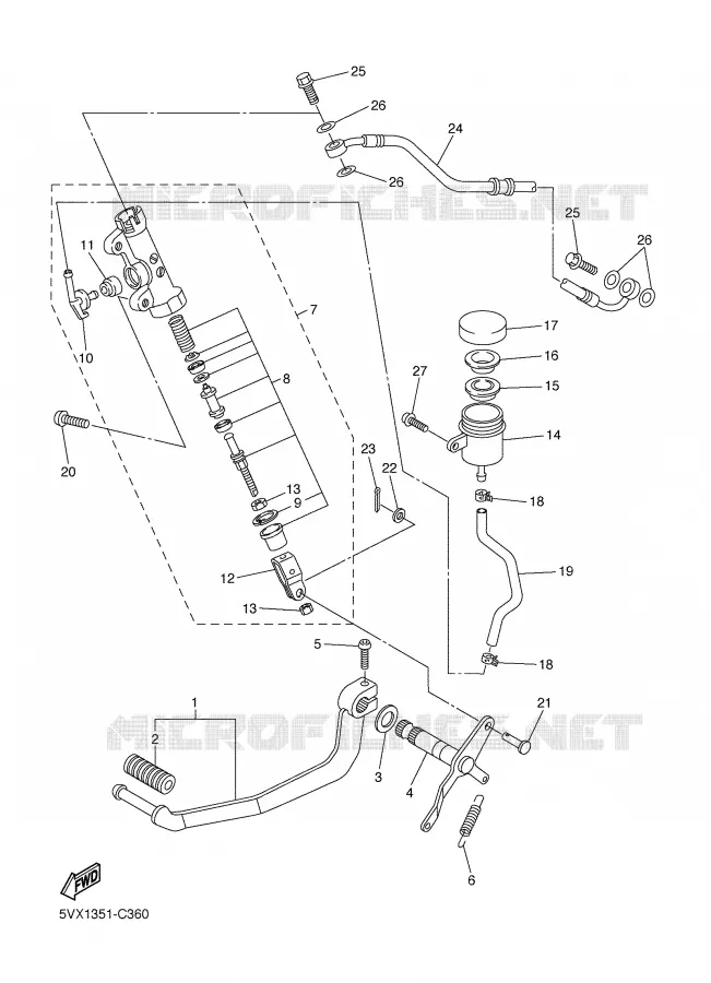 MAITRE CYLINDRE DE FREIN ARRIERE Yamaha MOTO 600 2005 FZ6  FZ6-NST