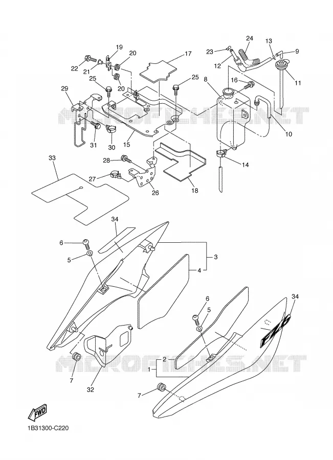 COUVERCLE LATERAL Yamaha MOTO 600 2005 FZ6  FZ6-NT