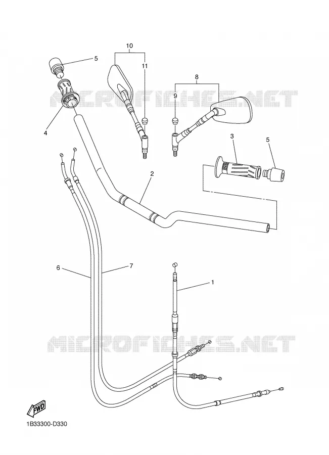 GUIDON ET CABLES Yamaha MOTO 600 2005 FZ6  FZ6-NT
