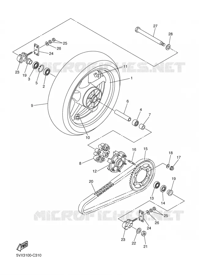 ROUE ARRIERE Yamaha MOTO 600 2006 FZ6  FZ6-NV