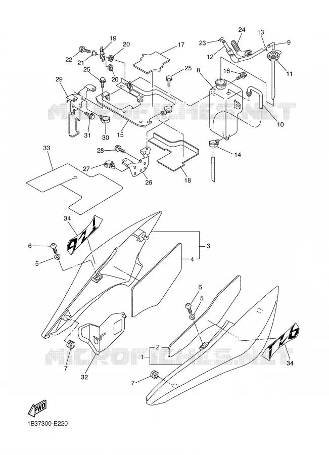 COUVERCLE LATERAL Yamaha MOTO 600 2006 FZ6  FZ6-NV