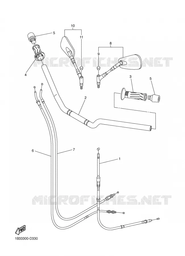 GUIDON ET CABLES Yamaha MOTO 600 2006 FZ6  FZ6-NV
