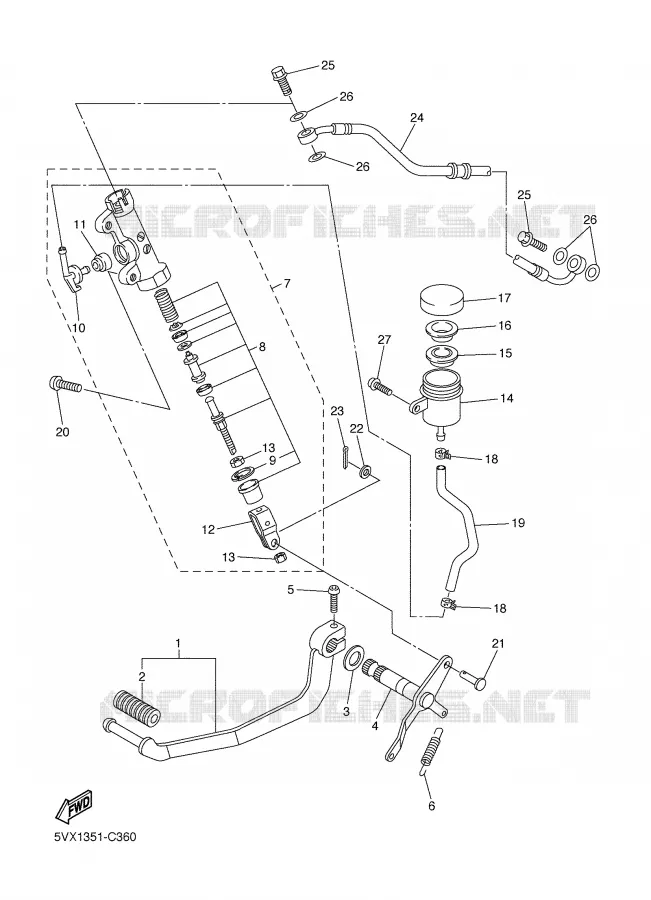 MAITRE CYLINDRE DE FREIN ARRIERE Yamaha MOTO 600 2006 FZ6  FZ6-NV
