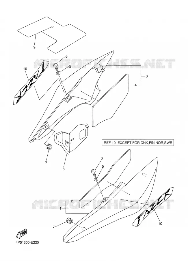 COUVERCLE LATERAL Yamaha MOTO 600 2006 FAZER ABS  FZ6-SA