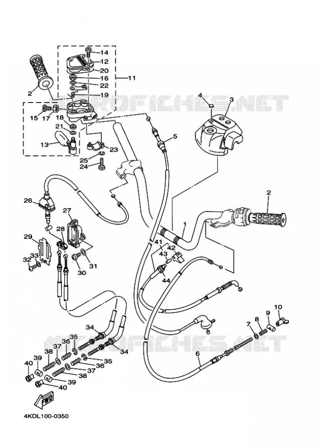 GUIDON ET CABLES Yamaha QUAD 250 2000 TIMBERWOLF  YFB250FW