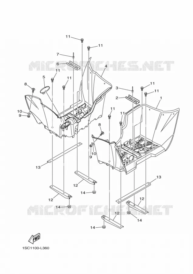 SUPPORT / REPOSE PIEDS Yamaha QUAD 300 2012 GRIZZLY  YFM300