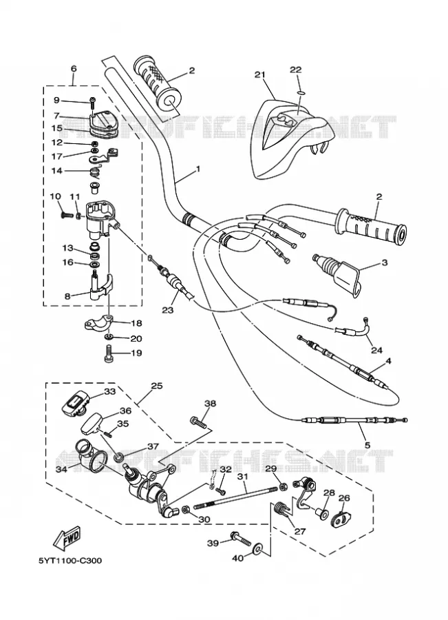 GUIDON ET CABLES Yamaha QUAD 350 2004 RAPTOR  YFM350 YFM350S