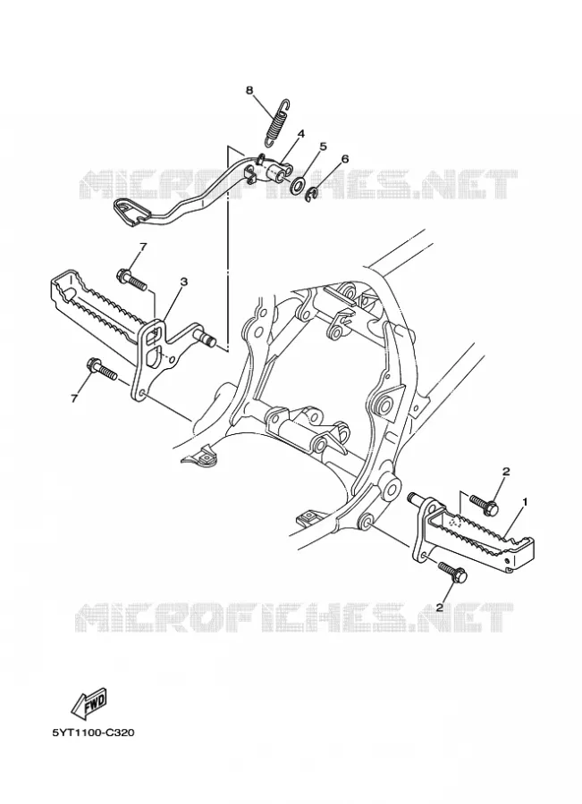 SUPPORT / REPOSE PIEDS Yamaha QUAD 350 2004 RAPTOR  YFM350 YFM350S
