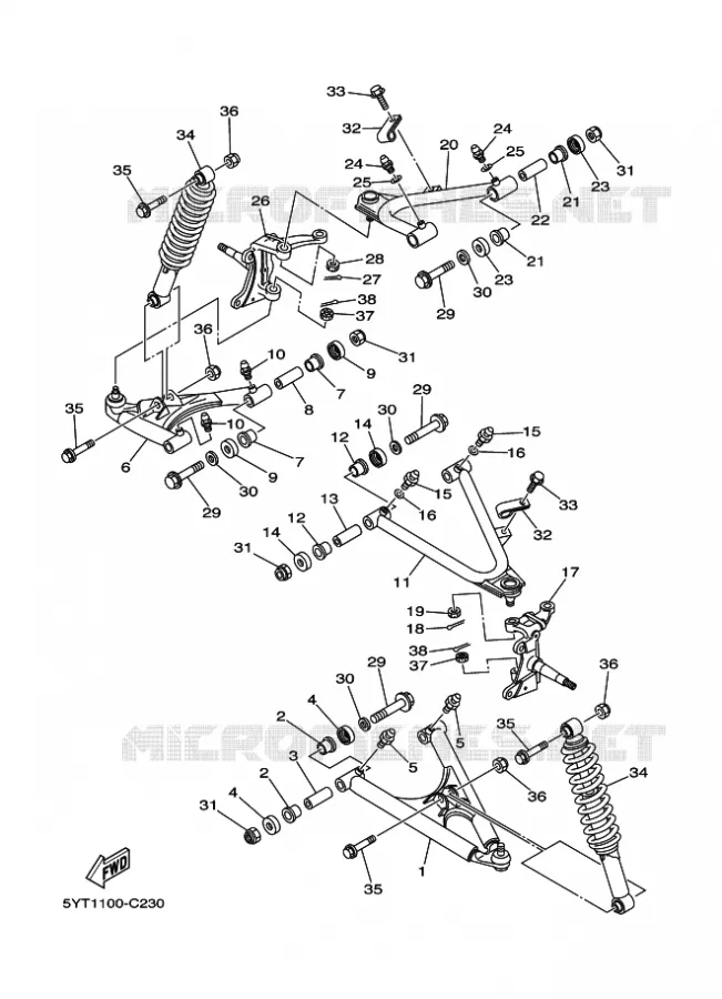 SUSPENSION / ROUE AVANT Yamaha QUAD 350 2008 RAPTOR  YFM350 YFM35RX RAPTOR 350