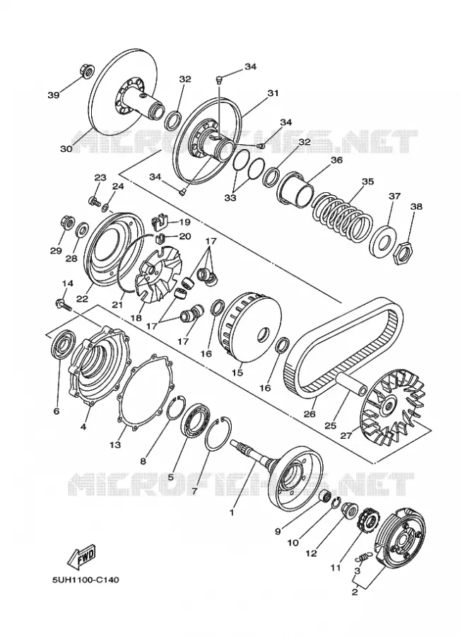 EMBRAYAGE DE DEMARREUR Yamaha QUAD 350 2013 GRIZZLY  YFM350FWA YFM35FGD