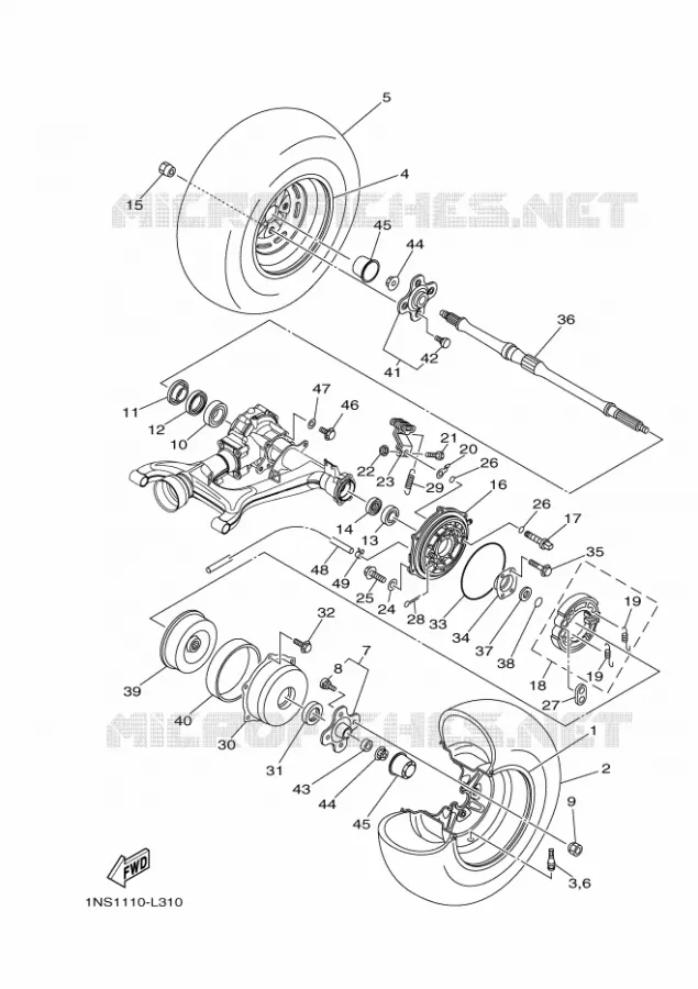 ROUE ARRIERE Yamaha QUAD 350 2013 GRIZZLY  YFM350FWA YFM35FGD