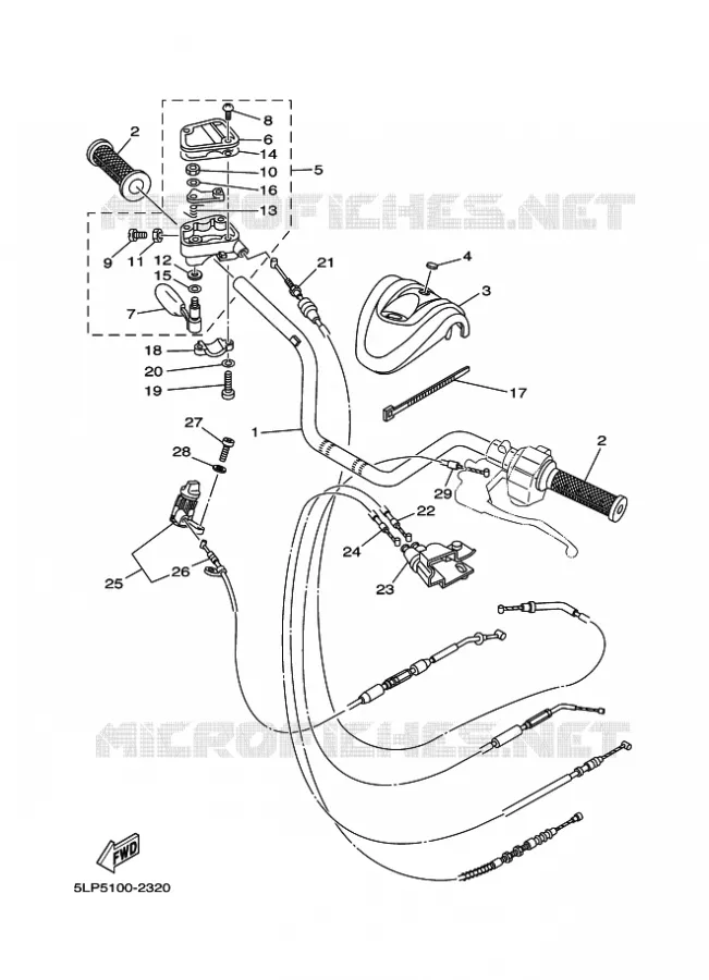 GUIDON ET CABLES Yamaha QUAD 660 2002 RAPTOR  YFM660R YFM660RP