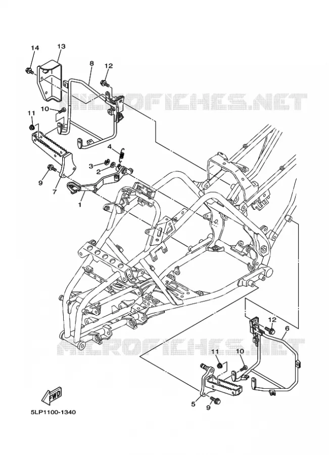 SUPPORT / REPOSE PIEDS Yamaha QUAD 660 2004 RAPTOR  YFM660R YFM660RS