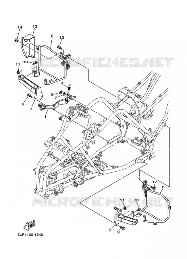 SUPPORT / REPOSE PIEDS Yamaha QUAD 660 2005 RAPTOR  YFM660R YFM660RT