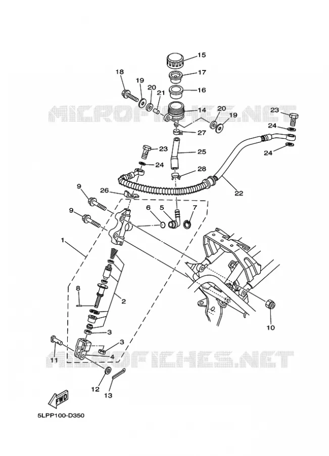 MAITRE CYLINDRE DE FREIN ARRIERE Yamaha QUAD 660 2005 RAPTOR  YFM660R YFM660RT