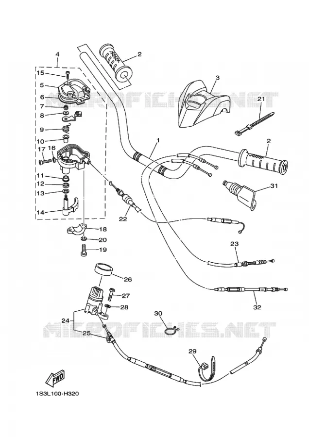 GUIDON ET CABLES Yamaha QUAD 700 2010 RAPTOR  YFM700R SE
