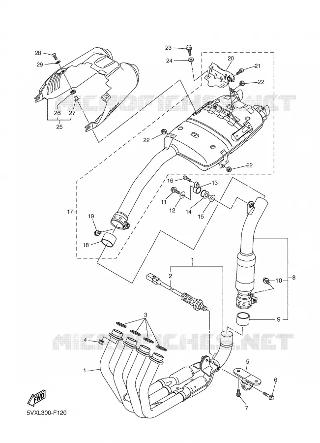 ECHAPPEMENT Yamaha MOTO 600 2008 FAZER S2 ABS  FZ6-SAHG