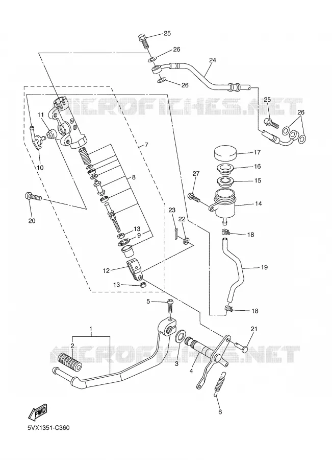 MAITRE CYLINDRE DE FREIN ARRIERE Yamaha MOTO 600 2004 FAZER  FZ6-SS