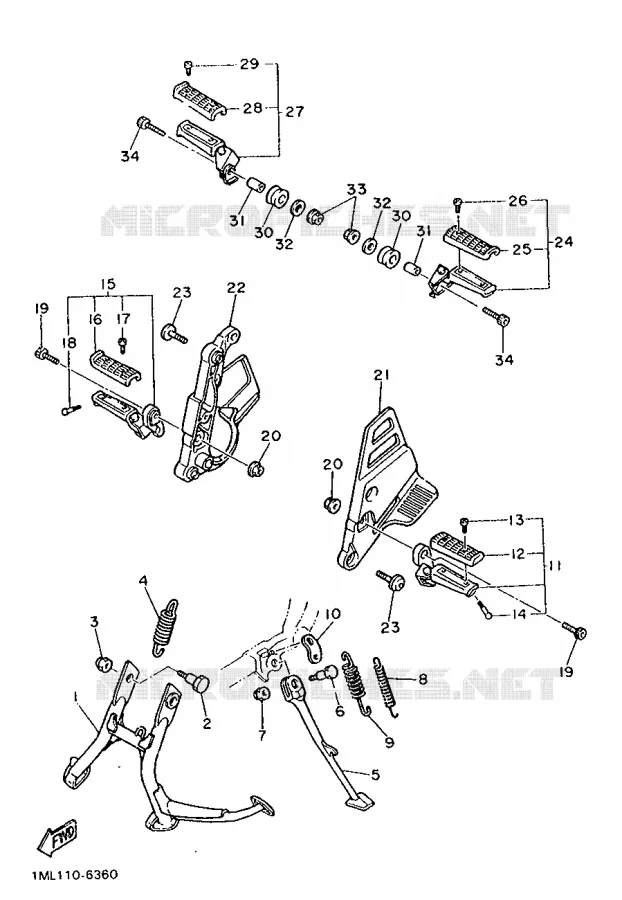 SUPPORT / REPOSE PIEDS Yamaha MOTO 750 1986 FZ  FZ750