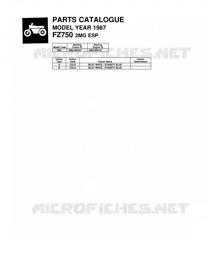 * CATALOG PREFACE * Yamaha MOTO 750 1987 FZ  FZ750