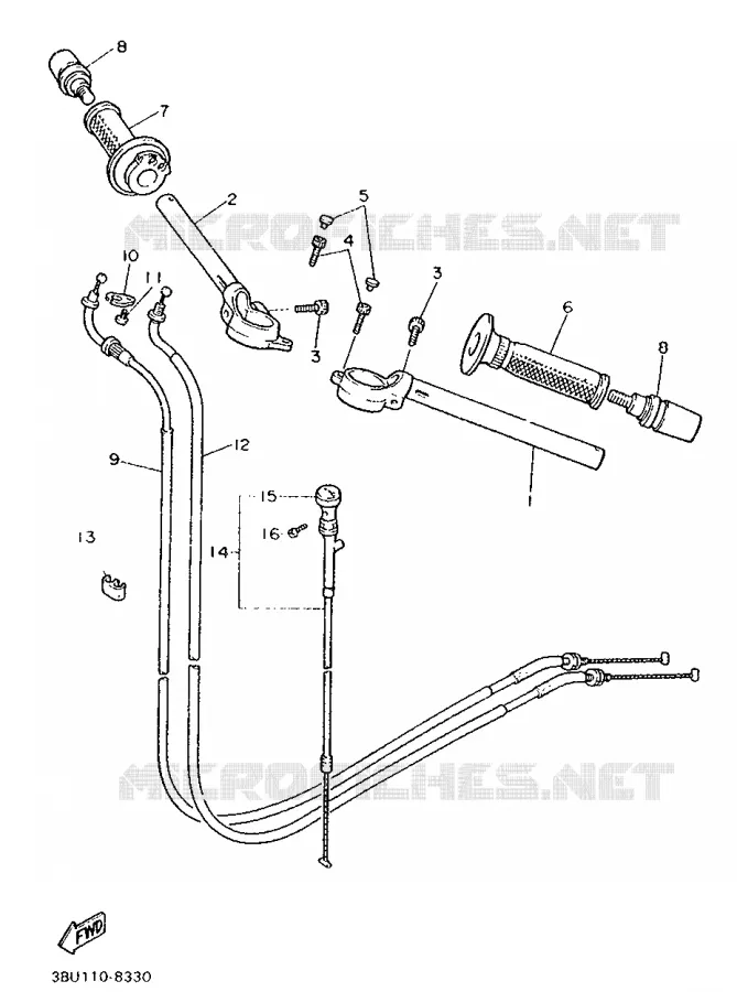 GUIDON ET CABLES Yamaha MOTO 750 1988 FZ  FZ750