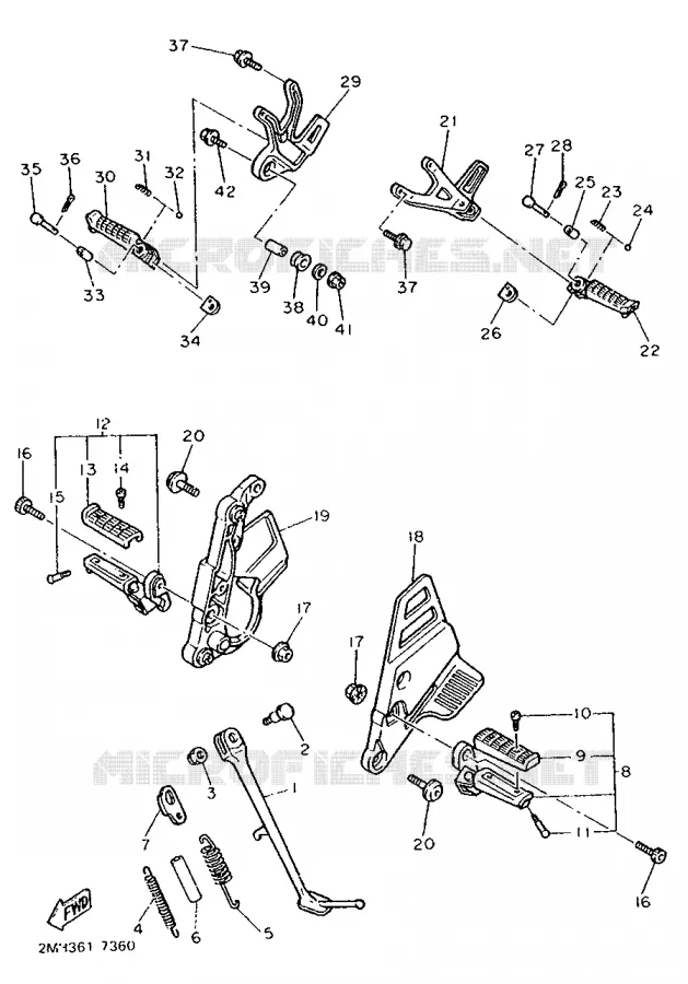 SUPPORT / REPOSE PIEDS Yamaha MOTO 750 1989 FZ  FZ750