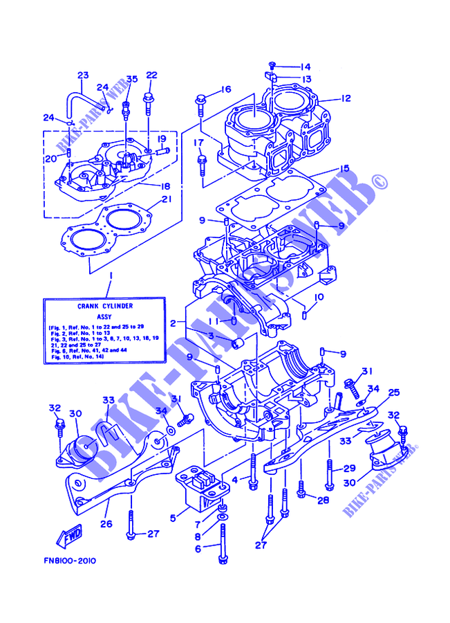 CYLINDRE / CARTER MOTEUR pour Yamaha MJ-650TX de 1992