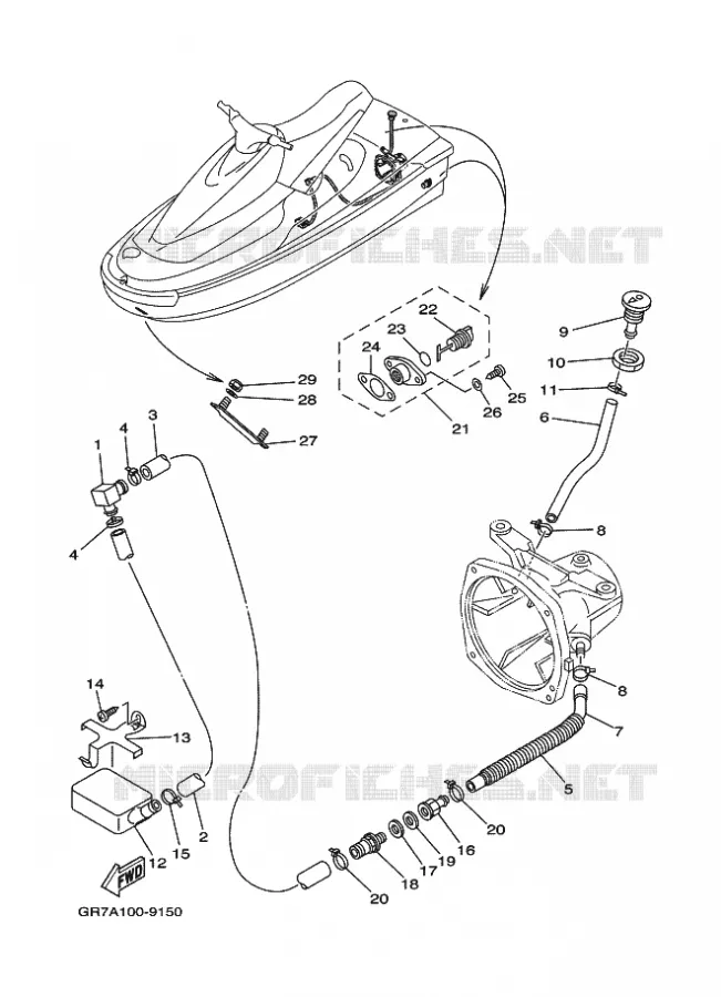 HULL & DECK Yamaha WAVERUNNER 700 1999 JET  WB700AX