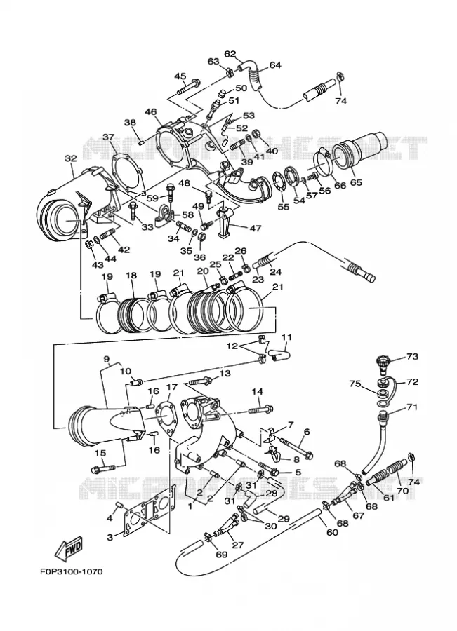 ECHAPPEMENT 1 Yamaha WAVERUNNER 700 2003 JET  JET FOR F1F