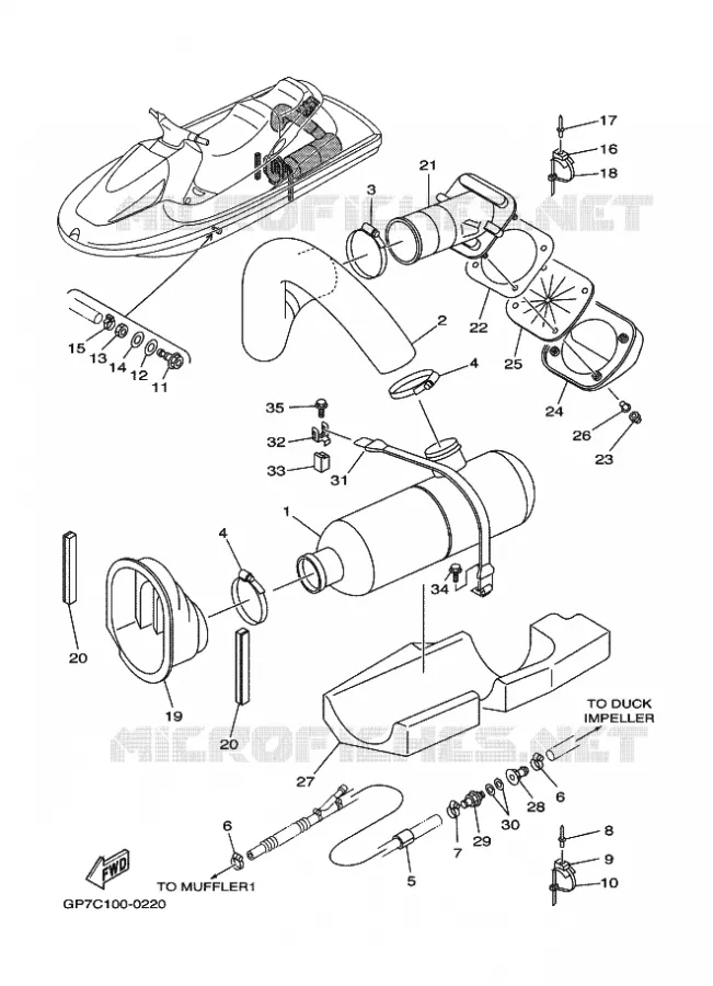 ECHAPPEMENT 2 Yamaha WAVERUNNER 760 2000 JET  JET FOR GP760